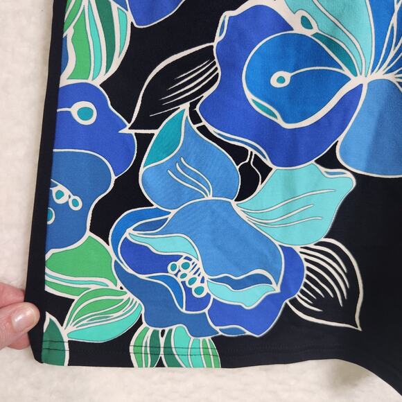 Lands End Tankini Swim Top Plus 20W Long Torso Tall Floral Black Blue Modest - Picture 6 of 14